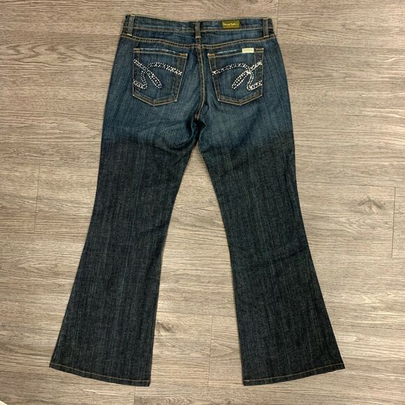 David Kahn Nikki Jeans Size 29 Bootcut Jeweled Pockets Stretch Low Mid Rise - Picture 3 of 11